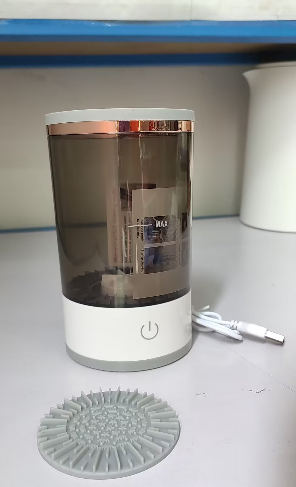 USB brush cleaner machine full product overview Grey and White