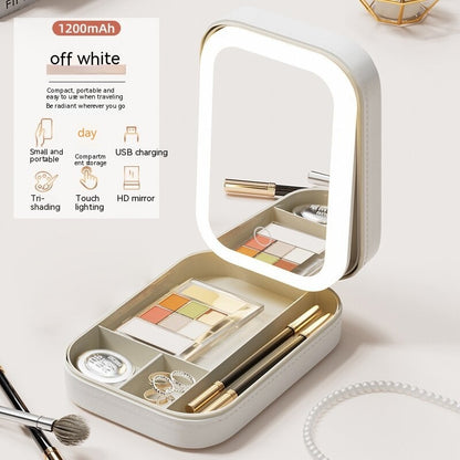 GlowCase makeup organizer open showing storage compartments