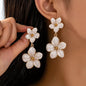 BloomDrop flower dangle earrings 18K gold plated - Beige