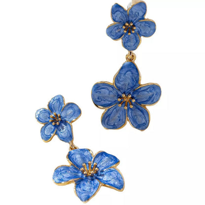 BloomDrop floral earrings Orange and Blue color variants