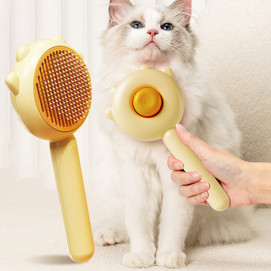 PurrComb self-cleaning pet grooming massage brush - Green