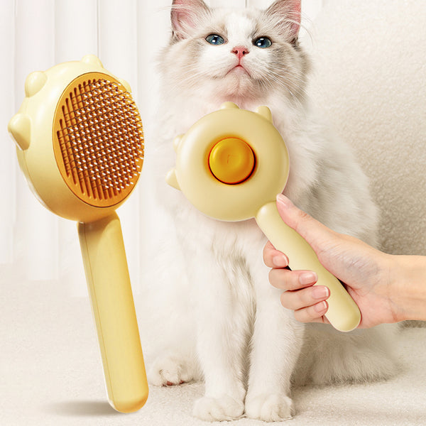 PurrComb self-cleaning pet grooming massage brush - Green