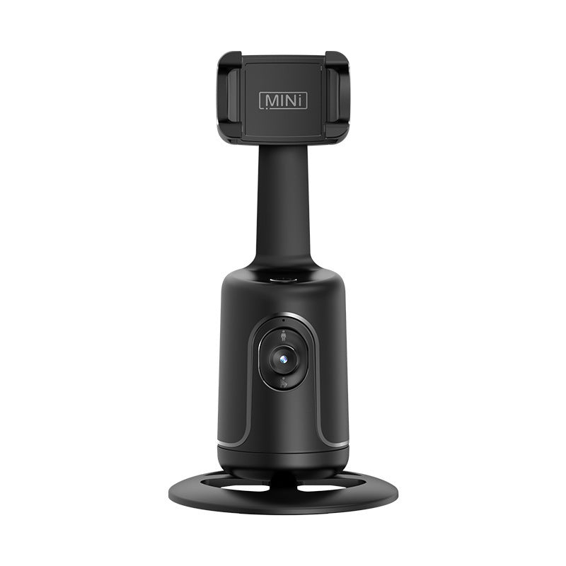 OrbitTrack AI gimbal - White variant with phone mounted