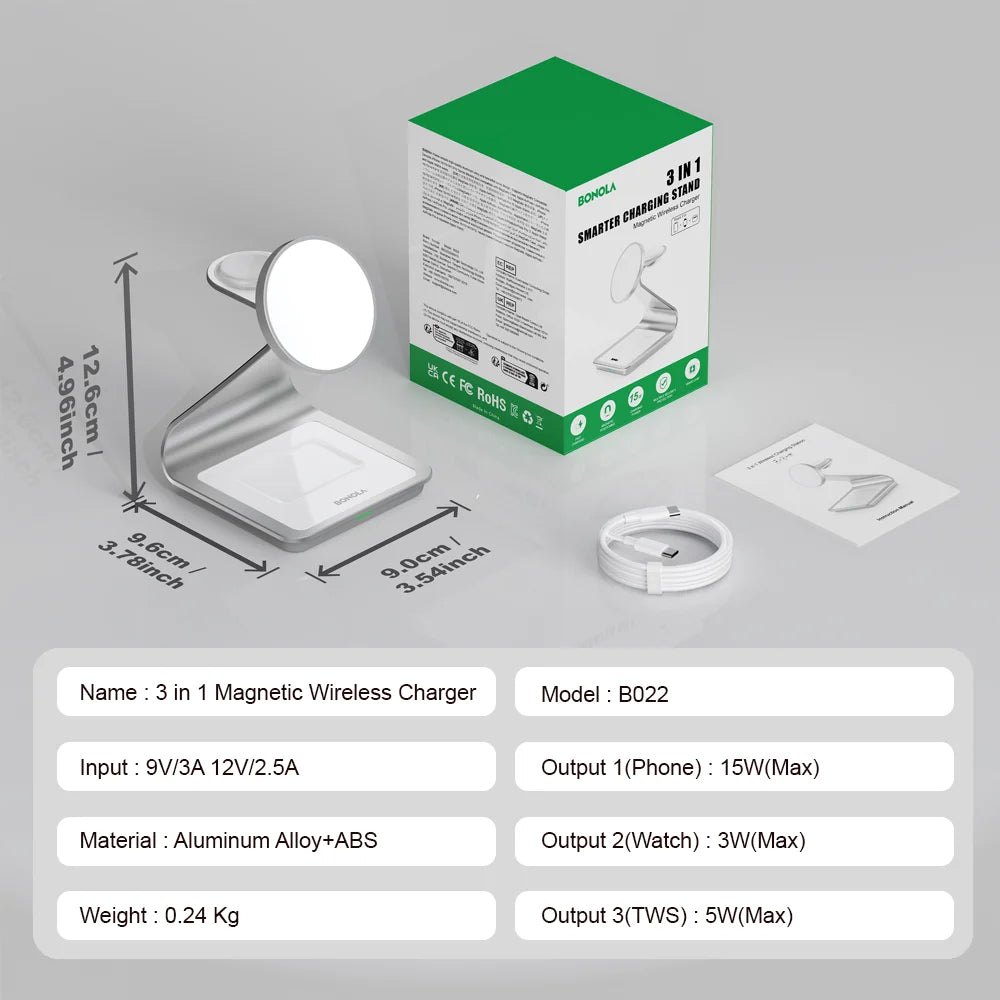 Mag-Alloy™ | 30W 3-in-1 Wireless Charging Station
