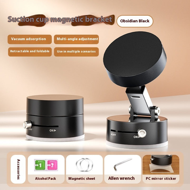 Foldable magnetic car phone mount side angle view on dashboard