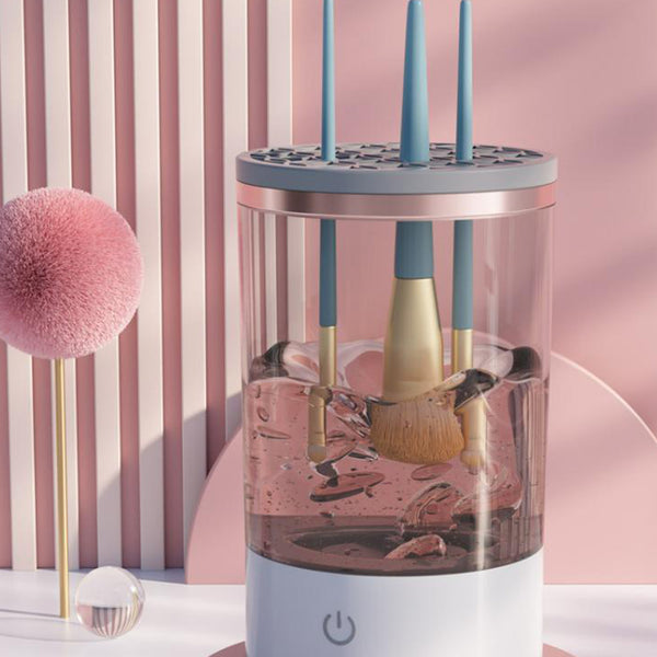 Electric makeup brush cleaner machine USB rechargeable - Grey & White